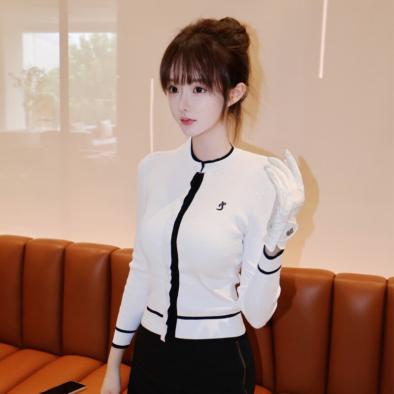 Tashi Golf Fashion Long-Sleeved Knitted Top Winter Warm Ig Golf Women's Clothing Slim Stretch Cardigan