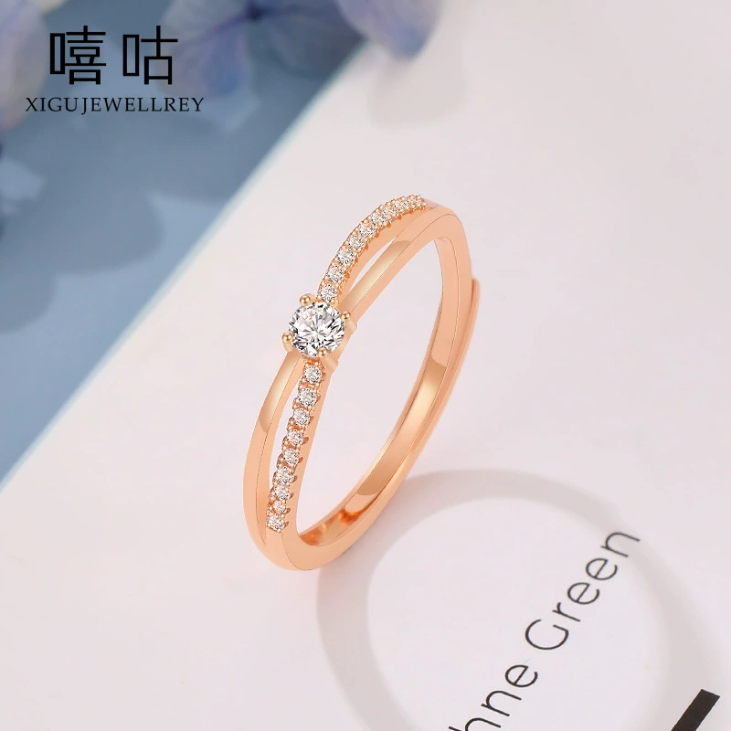 嘻咕 Zirconium, элегантное бренд-колечко с камнем, образец серебро 925