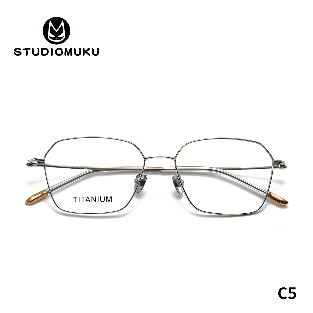 Gafas de madera STUDIOMUKU, buenas para la suerte, monturas de gafas poligonales, monturas de gafas simples ultraligeras