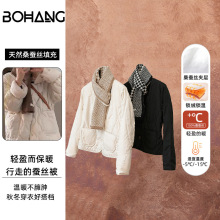 博航秋冬新款V领100%桑蚕丝填充秋冬保暖长袖棉袄女可外穿上衣女