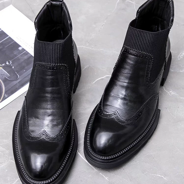 Зимние мужские ботинки челси на платформе, модные ботинки Martin на флисовой подкладке, мужские модные британские БОТИНКИ из воловьей кожи, высокие ботильоны