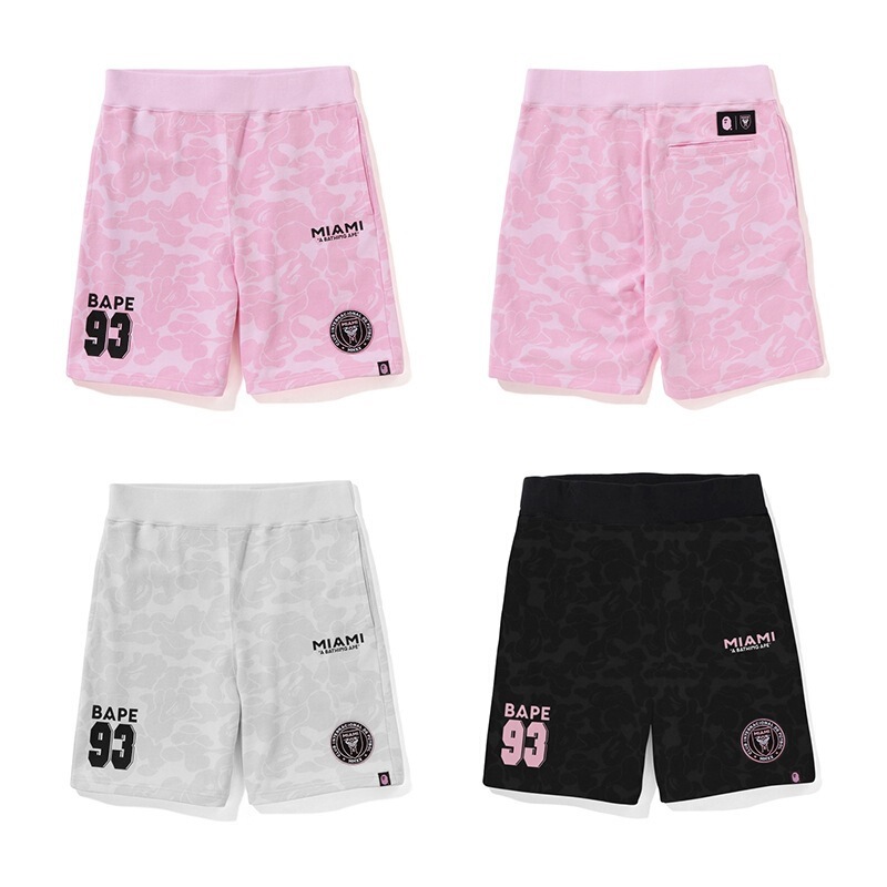 Shorts with Miami Embroidery, International Multicolor Camouflage, Trendy Embroidered Design