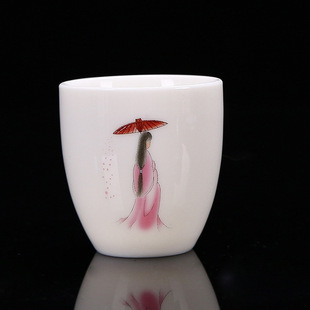 Sheep fat jade white ceramic kung fu teacup single cup four beautiful women creative incense cup tea tasting Cup home