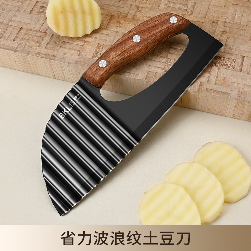 新型狼牙ポテト刃物ステンレス波紋刀切菜神器多機能丸頭波直刃両用刀|undefined