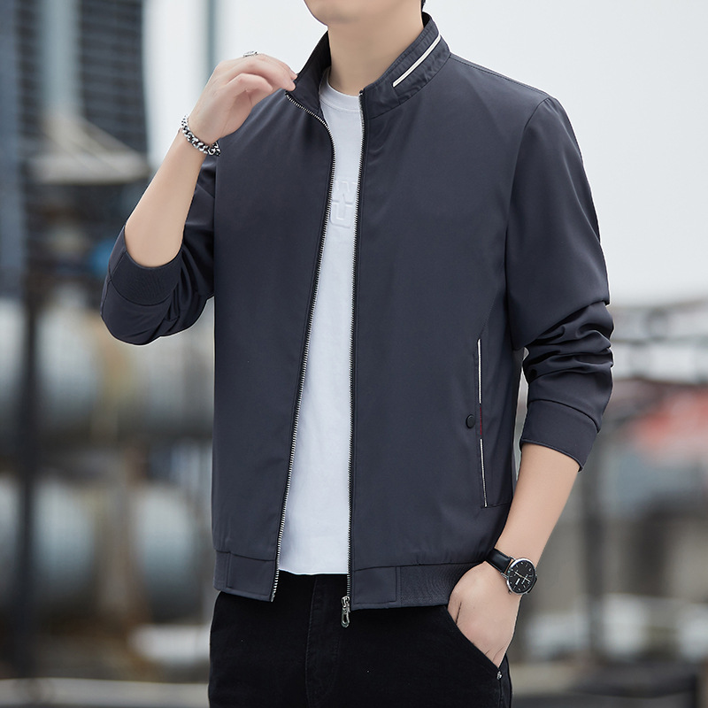 Chaqueta de otoño para hombre, gran tamaño, nueva chaqueta casual de cuello alto, ropa de negocios de primavera y otoño para hombre, chaqueta delgada