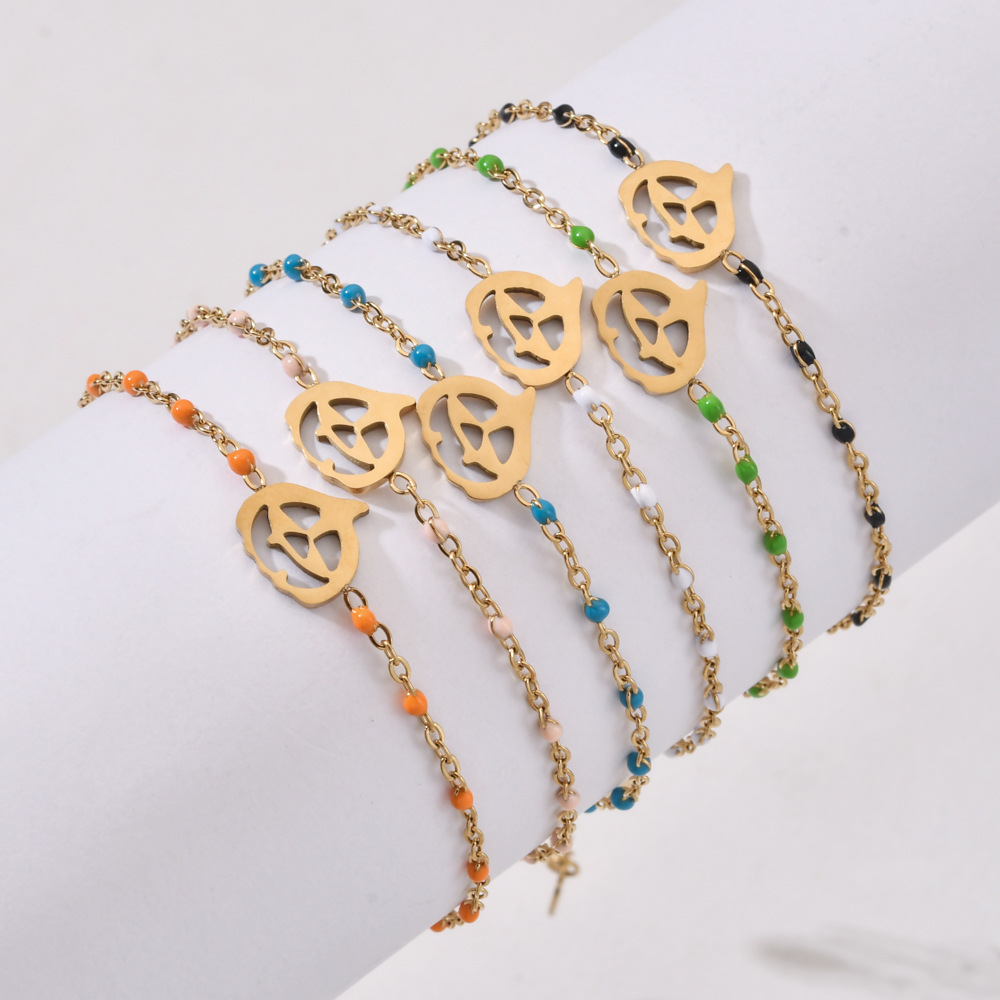 13g Weight Bracelets Classification 1 Piece Quantity Party, Festival Occasion Stainless Steel Material Halloween Festival Pumpkin Pattern Women's Gender Plating, Hollow Out Design Cool Style Style Cool Style Pumpkin Stainless Steel Bracelets In Bulk Stainless Steel Bracelets Halloween 6