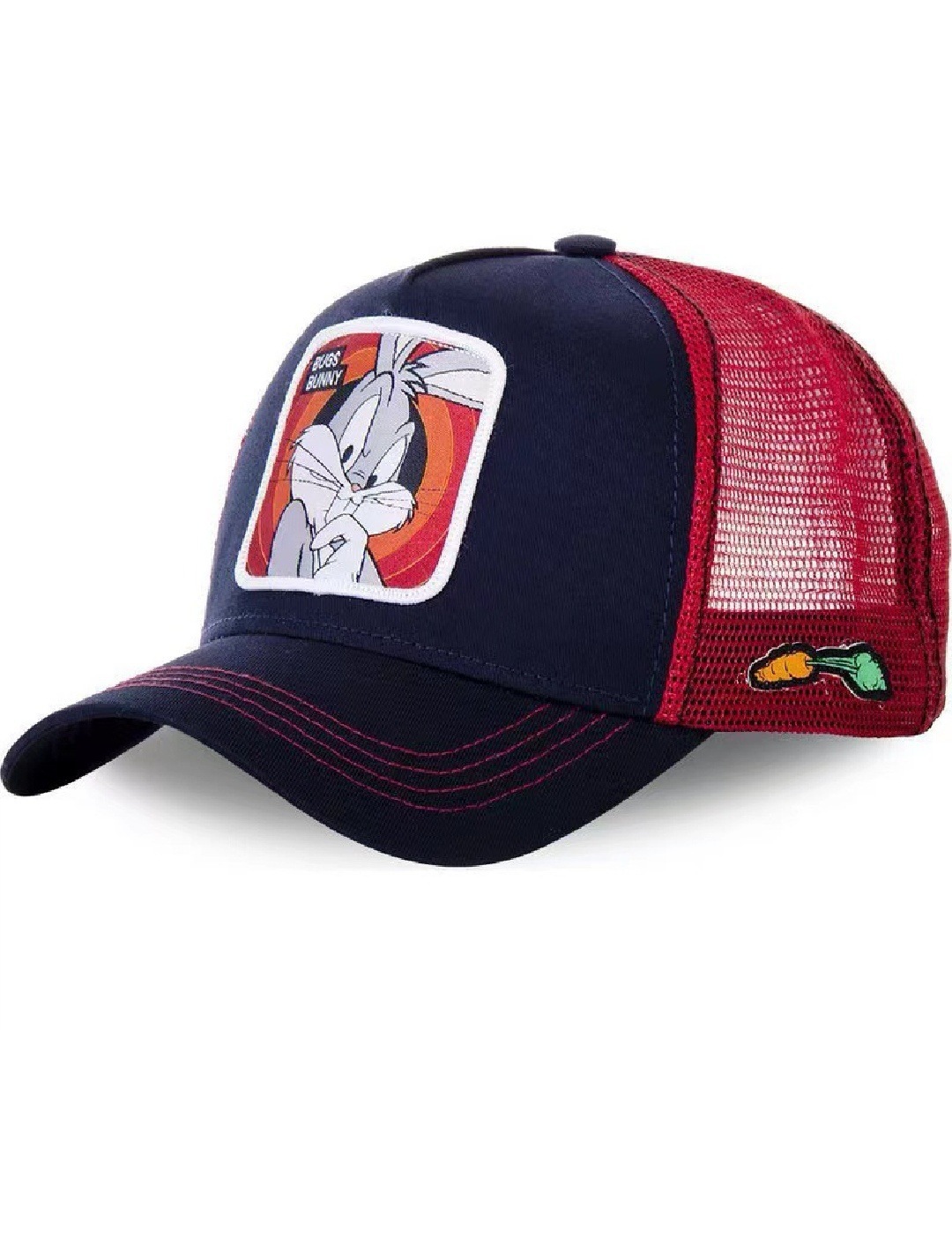 2024 nueva gorra bordada de anime de pato de dibujos animados, gorra de conductor de camión, gorra de béisbol de malla extraña de boca grande
