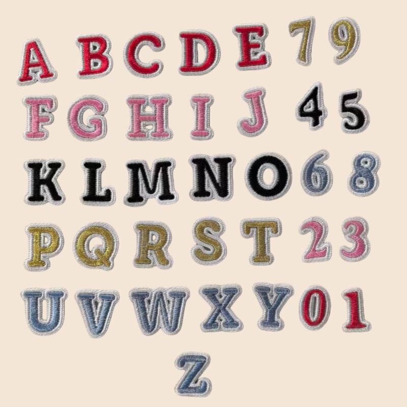 Mini English Small Letters and Small Numbers Embroider Cloth Stickers Clothing Accessories Patch Stickers Bag Handmade DIY Decorative Stickers