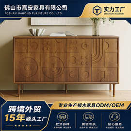 世纪中叶现代电视柜木面几何形隐藏隔间储物柜客厅家用简约收纳柜