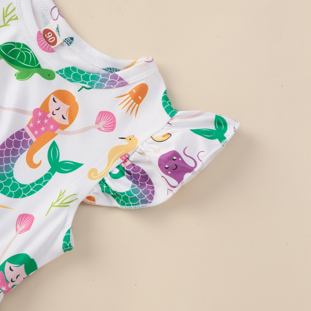 Patrón de la sirena los niños volando mangas transpirable fresco vestido cintura