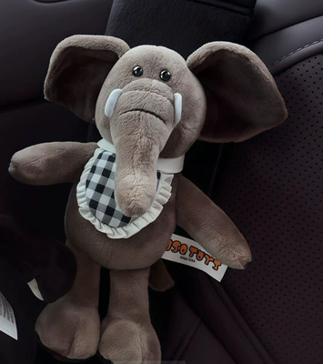 Zootopia Spring Series Nick Seat belt shoulder pad - plush-shoulder-pads-black-elephant-black-and-white-plaid-bib