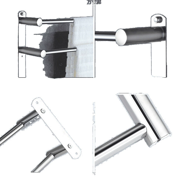 Removable non-drilling stainless steel towel rack for bathroom towel rail toilet single/double bar wall-mounted towel holder accessory