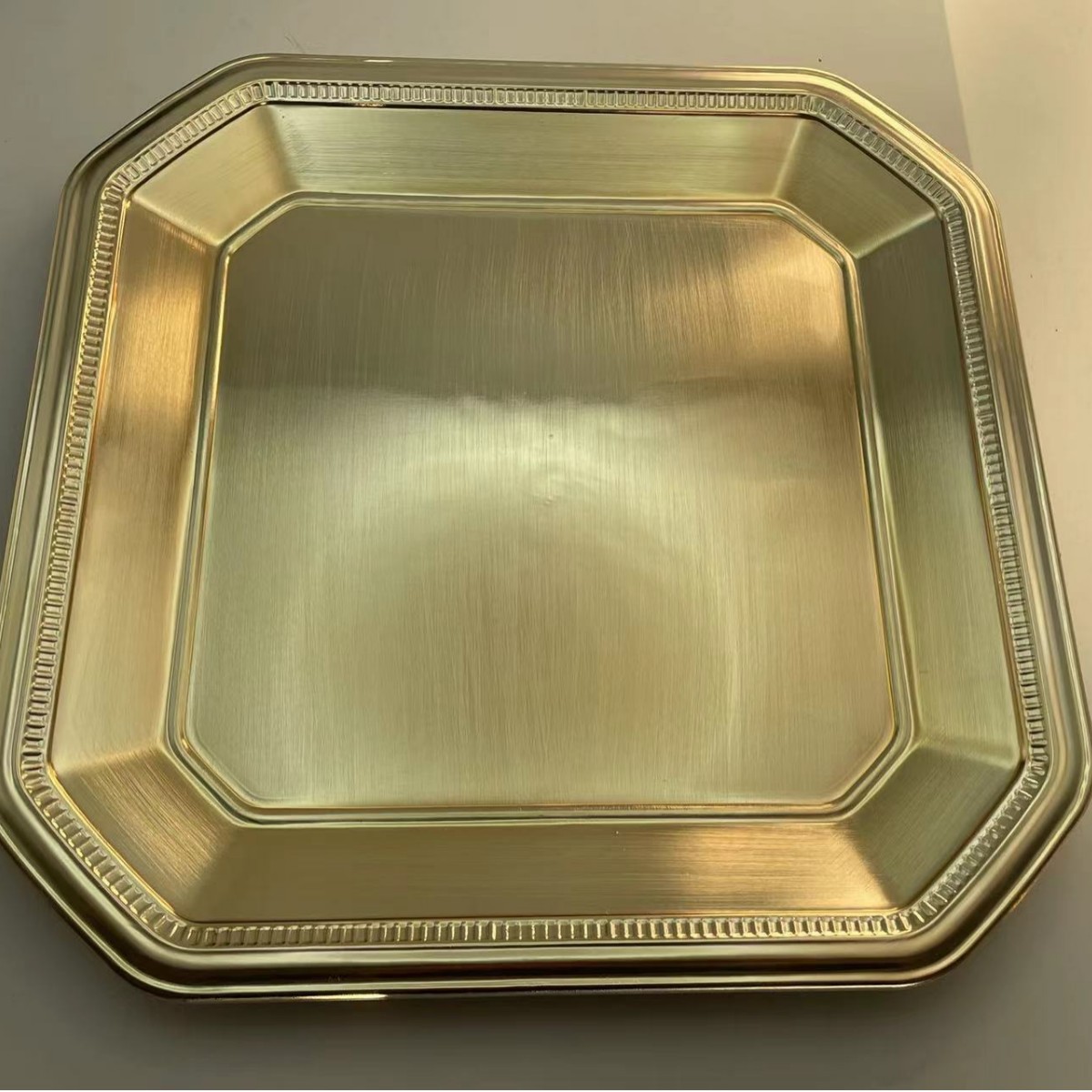 Placa de cargador en el lugar tecnología de galvanoplastia de oro imitación de platos de fruta metálicos platos de oro bandeja de comedor exportación image 8