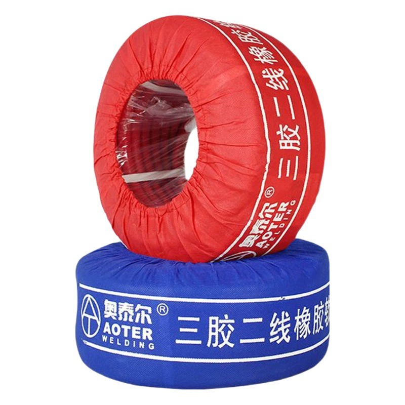 Взрывозащищенный ацетиленовый шланг 8 мм Глянцевая устойчивая к высокому давлению промышленная резиновая трубка красная и синяя черная трубка три клея две линии