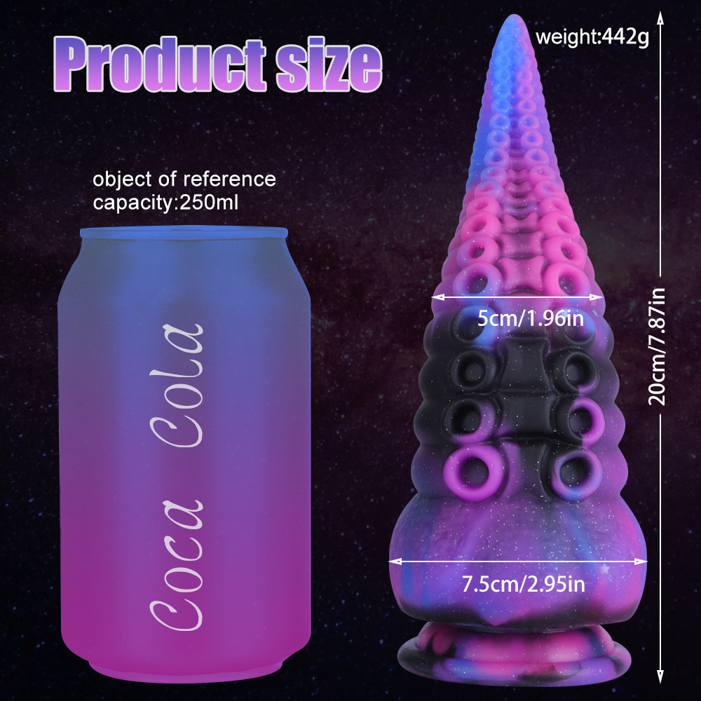 Cielo estrellado color mezclado en forma de pene de silicona platino gran pene en forma de simulación anal plug falso pene suministros femeninos