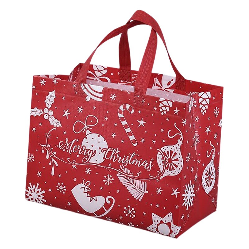 Gran capacidad Wansheng Nochebuena bolsa de regalo de Navidad recubierto bolso no tejido ecológico bolso de compras en stock