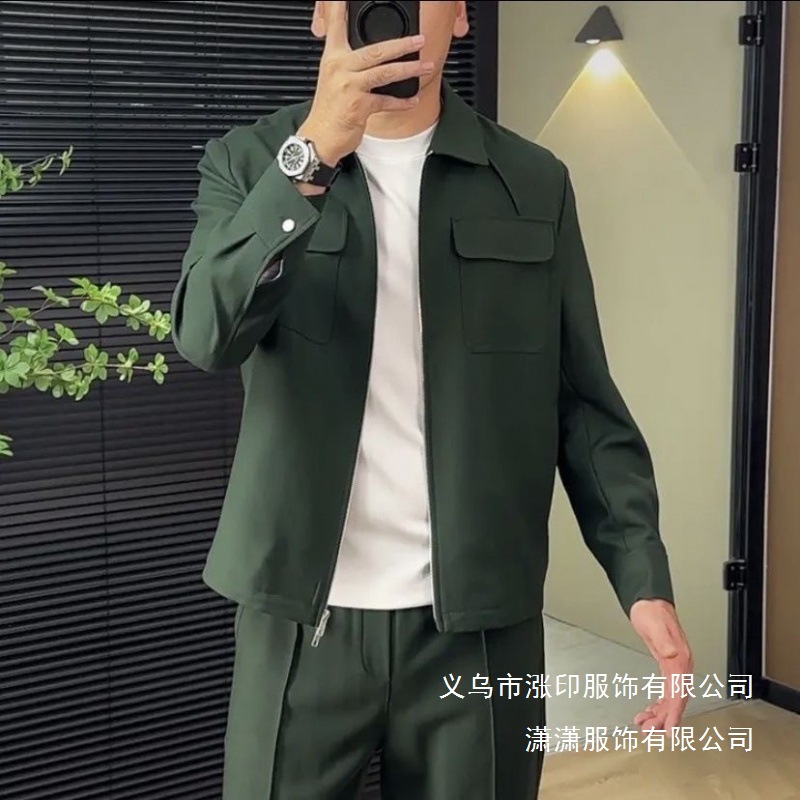 Autumn and Winter Men's High Luxury Fashion Trend Simple Lapel Jacket Small Straight Casual Suit Wholesale