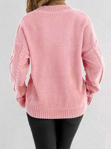 Women's Cross-Border International Trade Autumn and Winter New Pure Color Long-Sleeve V-Neck Knit Cardigan Buttoned Cable Knit Sweater Outerwear