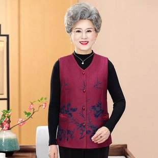 Middle-aged and old people's spring and autumn waistcoat grandma's coat with women's clothing mom's spring and autumn old lady's vest