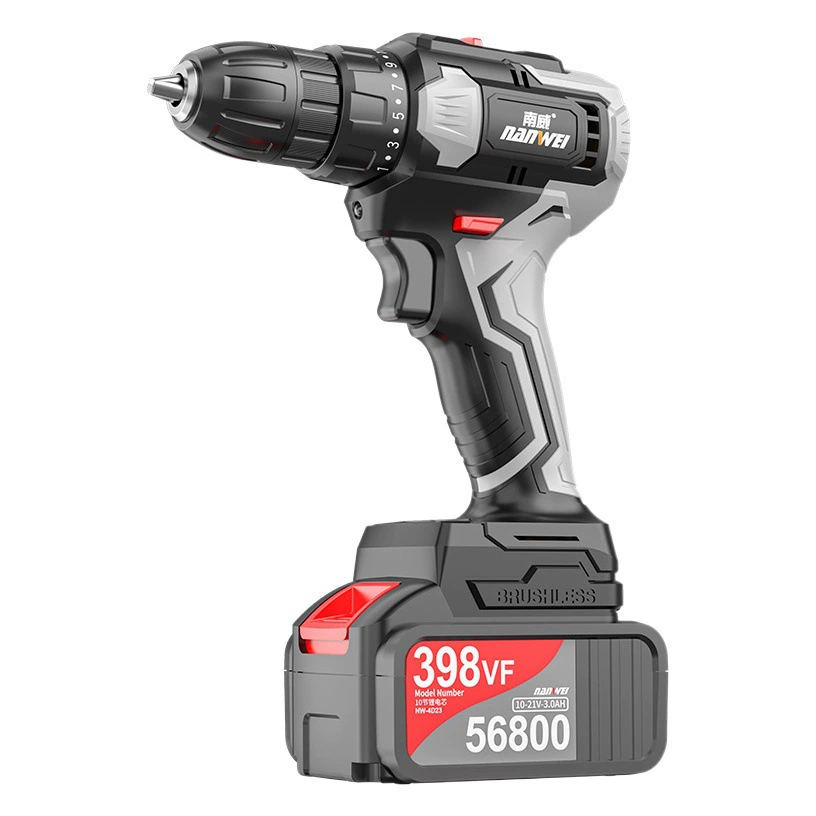Оптовая Продажа электроинструментов Nanwei бесщеточная ручная электрическая дрель литиевая электрическая дрель ручной пистолет дрель электрическая отвертка Ударная дрель Электрический поворот