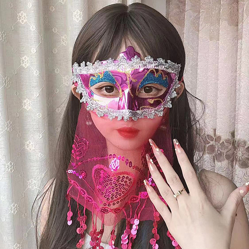 Cara completa princesa velo máscara danza del vientre fotografía de Halloween actuación en el escenario COS disfraces accesorios de baile