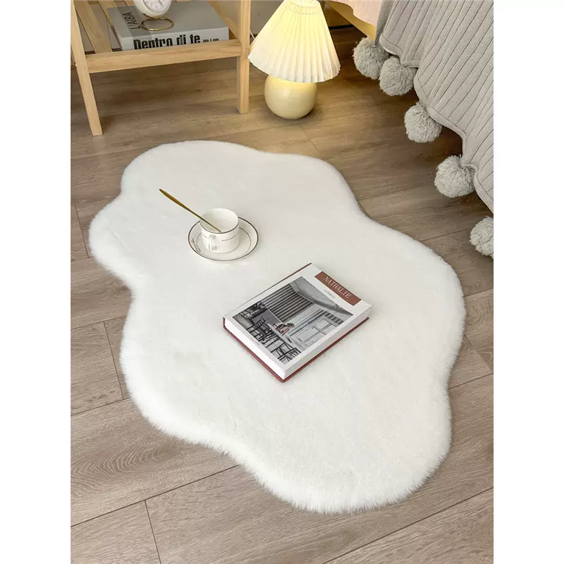 白色兔毛绒云朵地毯少女卧室床边地垫客厅镜前毛垫衣帽间飘窗垫