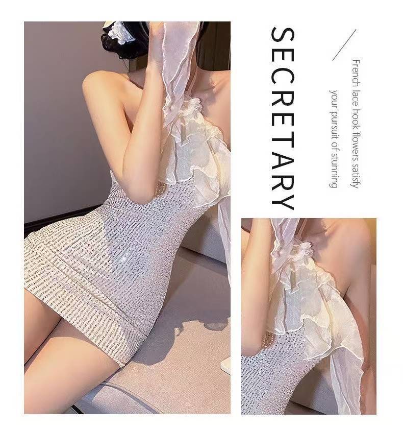 Lace Backless Fairy Dress Set with Sling Design and Elegant Uniform Styling — detail image 8