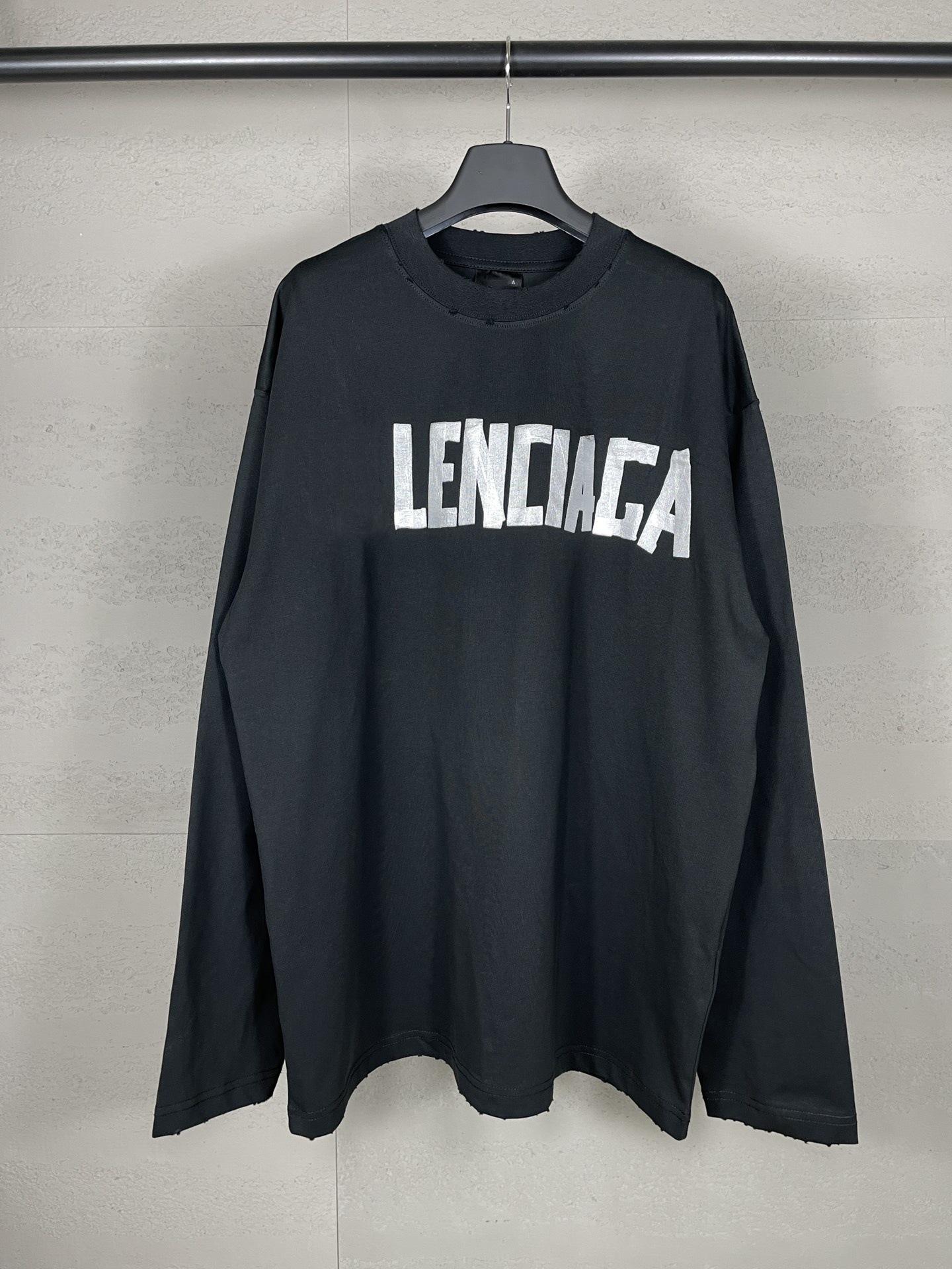 Paris High Edition 24ss Classic B Home Tape Printing Lavado y desgastado Camiseta de manga larga