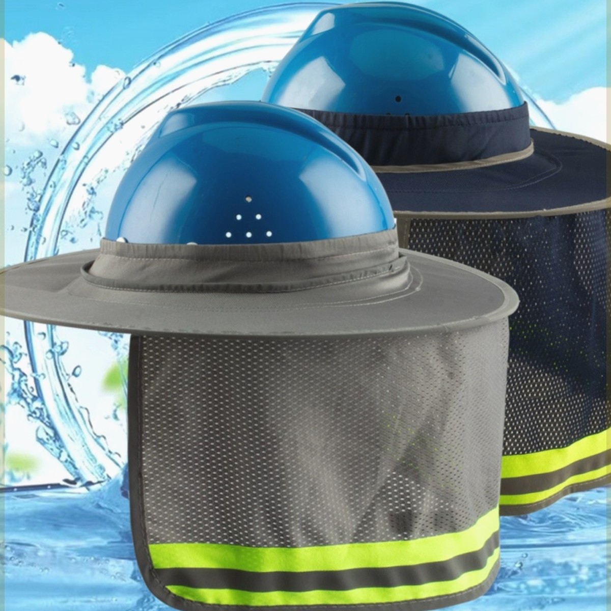 遮阳帽男款帽夏季遮阳透气全包式防风帽檐工人工地可拆卸