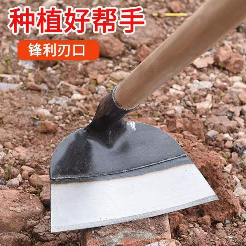 マンガン鋼農業用長柄鍬、除草、耕起、土壌ほぐし用の特殊な全鋼製の厚みのある農具、屋外掘削および除草用の鍬|undefined