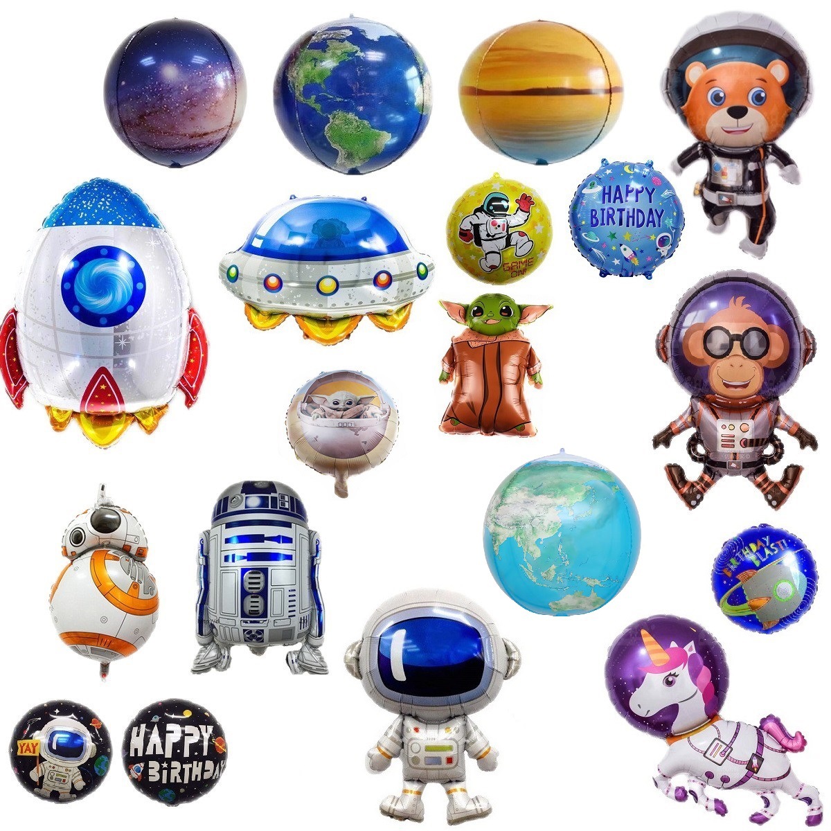 星球大战机器人流浪地球宇宙太空宇航员星空铝膜气球火箭生日批发
