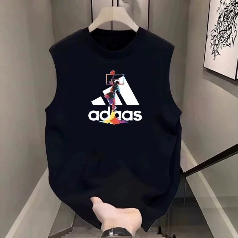 American-Style Cool Sleeveless T-Shirt for Men, Summer Pure Cotton Tank Top, Trendy Brand Loose Sleeveless T-Shirt, Basketball Vest American-Style Cool Sleeveless T-Shirt for Men, Summer Pure Cotton Tank Top, Trendy Brand Loose Sleeveless T-Shirt, Basketball Vest