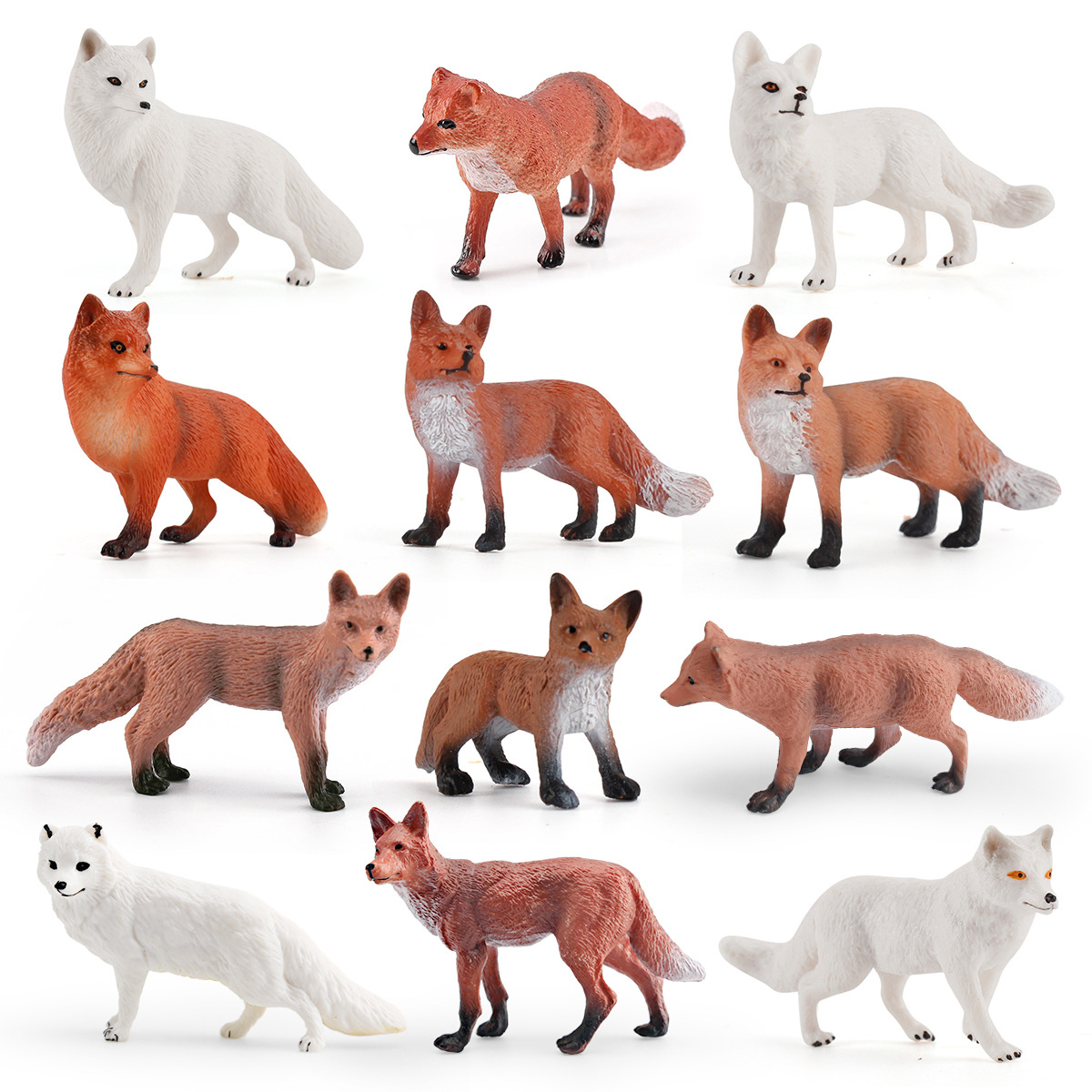 Simulación transfronteriza sólido modelo de zorro salvaje zorro rojo zorro blanco grande zorro ártico zorro rojo estático adornos hechos a mano para niños