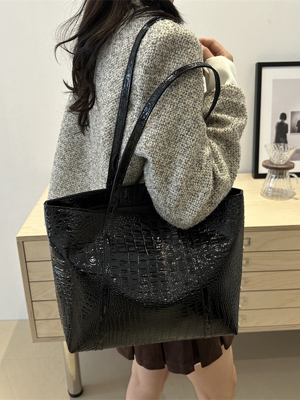 2024 nueva moda cocodrilo casual estilo coreano retro gran capacidad de color sólido damas bolso de hombro de mujer