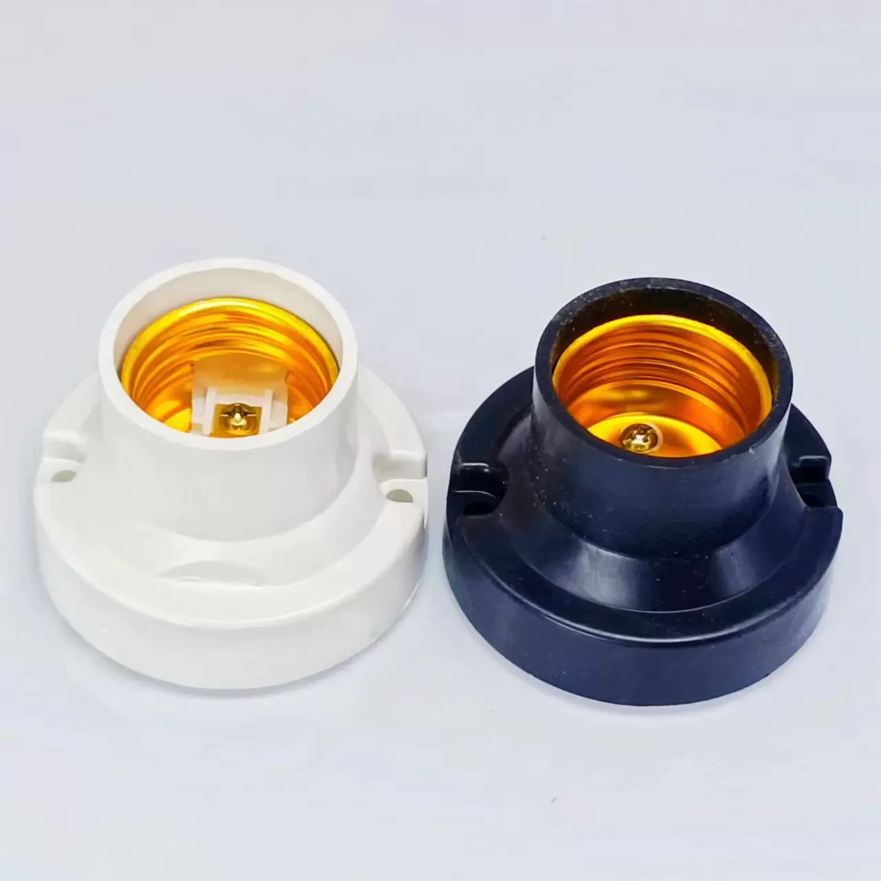 E27螺口灯头 黑白圆形小平灯座55MM东南亚跨境灯头 E27螺口灯座