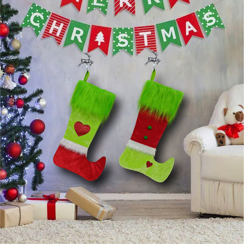 Christmas Stocking Green Furry Monster Ornament Grinch Christmas Stocking Small Gift Candy Bag Pendant Christmas Decoration Hanging Ornament Christmas Stocking Green Furry Monster Ornament Grinch Christmas Stocking Small Gift Candy Bag Pendant Christmas Decoration Hanging Ornament