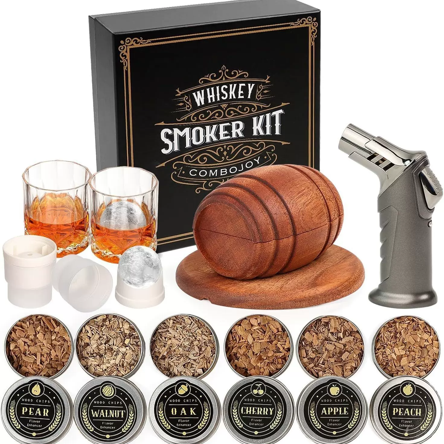 whisky smoker 酒桶烟熏器调味工具酒吧威士忌木屑烟熏器圣诞套装