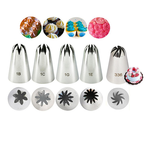 Stainless steel 304 piping tip, 6-teeth, 8-teeth cake cream piping tip, bear, Janet cookie piping tip, large size 1C