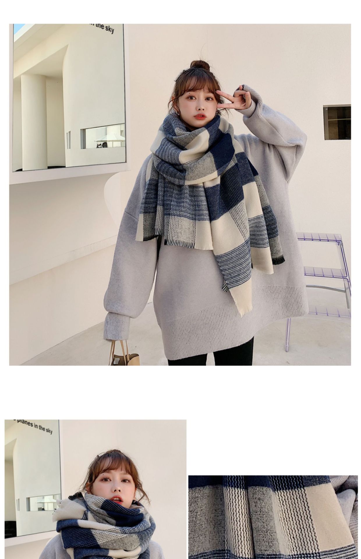 Women's Fashion Plaid Acrylic Tassel Winter Scarves display picture 6