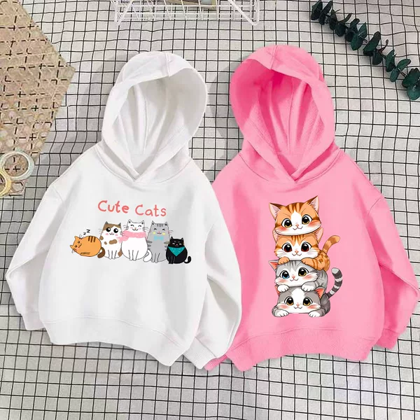 Cross-Border Boys' and Girls' Sweatshirts 2026 New Cat Print Long-Sleeved Korean Style Children's Tops Stylish Pullover Children's Clothing