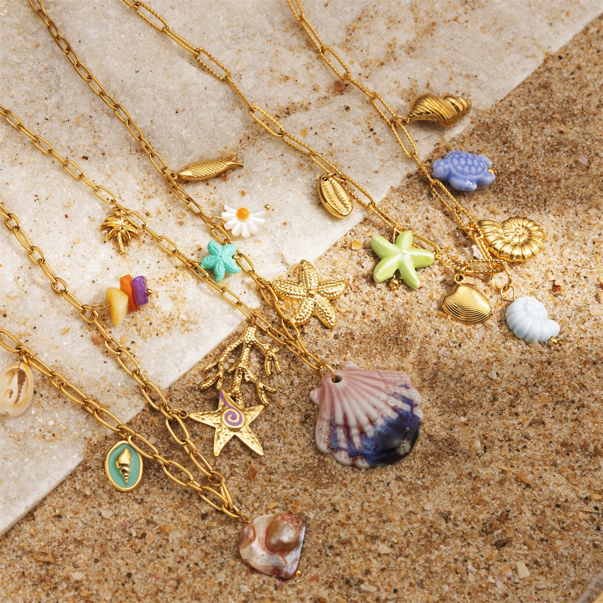 Taena Advanced Steel Ocean Wind Collar colgante desmontable Beach Holiday Wind Joyas explosivas transfronterizas