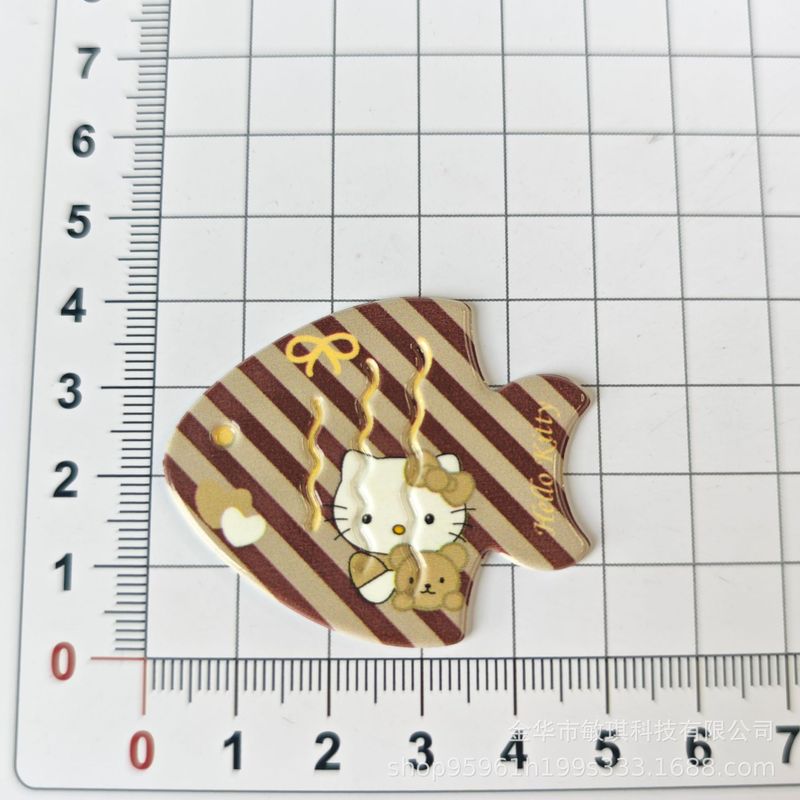 新款米咖色卡通猫咪鱼形发饰洞洞鞋鞋花diy发夹配件装饰手机壳diy|undefined