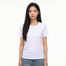 小单定制 女士短袖丝光棉T恤夏季新款纯棉透气凉感舒适可定制logo
