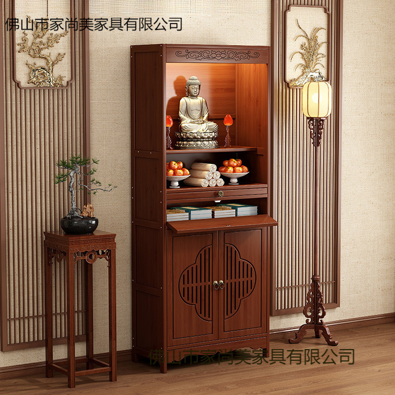 Altar Table with Doors, New Chinese-Style Standing Cabinet for Home Use, Multifunctional Shrine Table for Offering Incense and Tribute