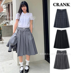 现货韩国CRANK赵美延宋雨琦田minnie同款美式学院风百褶裙女短裙