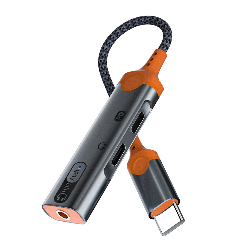 Typec carga rápida 60W convertidor de auriculares de audio tres en uno tarjeta de sonido del teléfono móvil adaptador en vivo para Apple 15