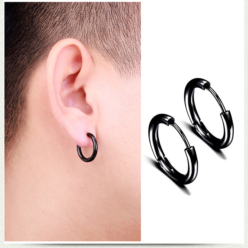 Boucles D&#39;oreilles Créoles Simples En Acier Titane Pour Hommes Avec Épée Croisée Géométrique Hip-hop display picture 1