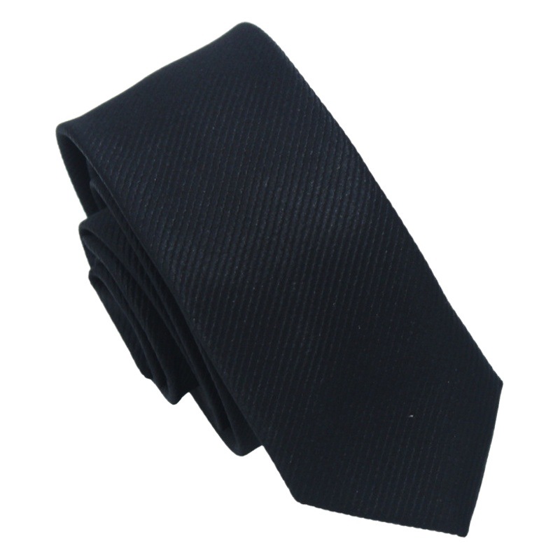 En stock al por mayor de los hombres corbata casual negro rojo 5cm ultra estrecho negocio moda color sólido sarga mano hit