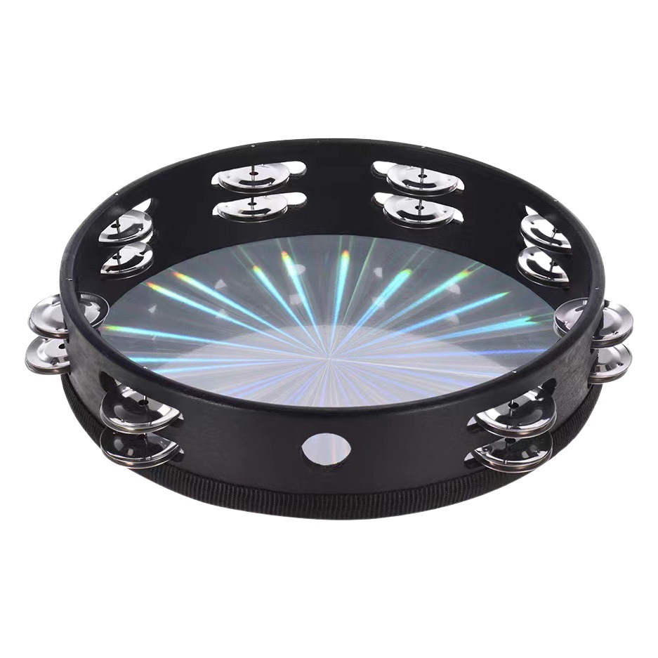 Orff double row laser drum 6-inch 8-inch 10-inch tambourine children's percussion instrument performance performance Hand racket tambourine