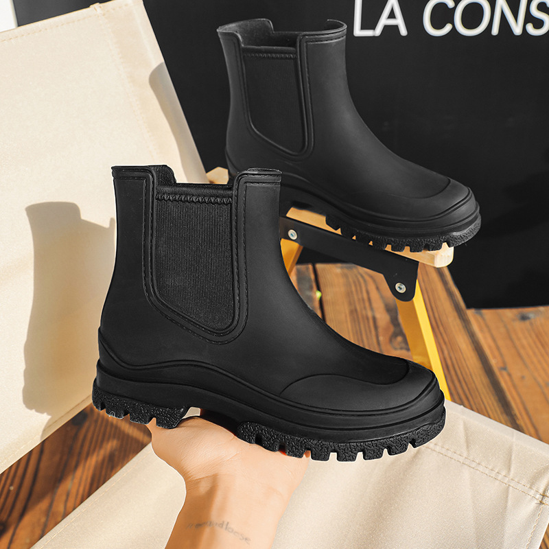 Korean 2025 Cross-border New Chelsea Women's Rain Boots Plastic Waterproof Shoes Outdoor Lightweight Water Shoes Non-slip Rubber Shoes